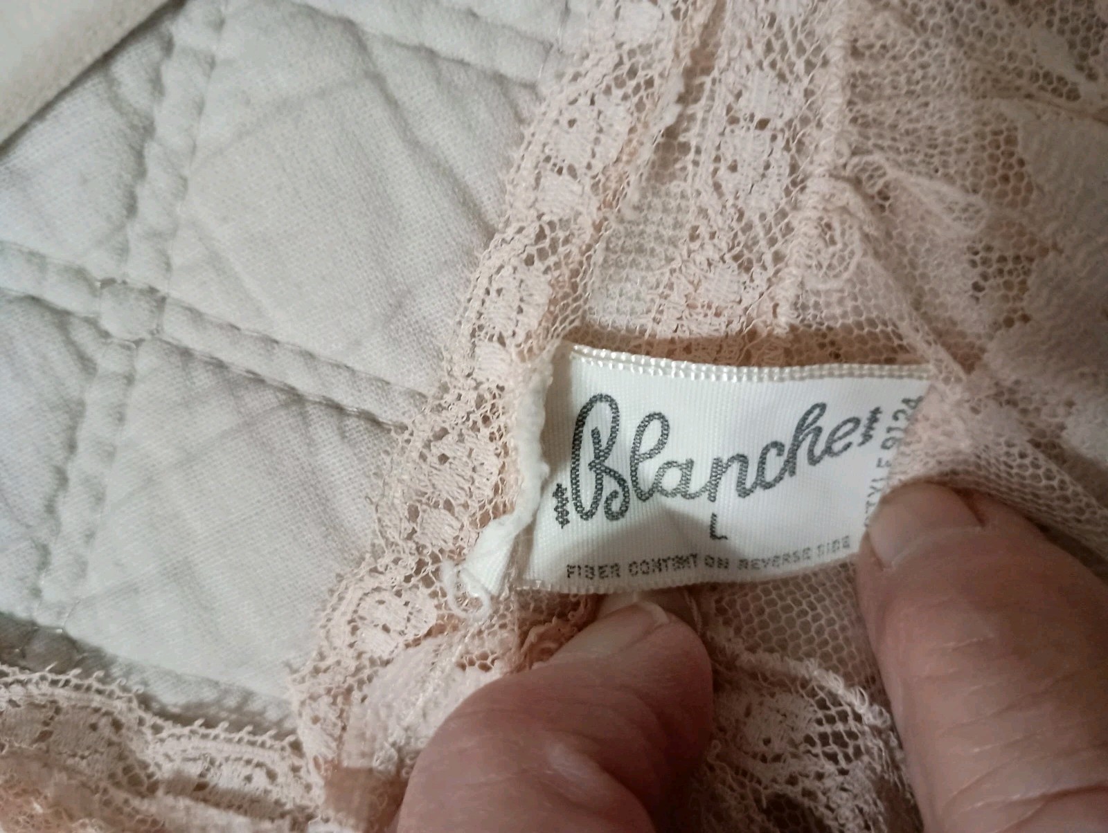 Blanche Vtg Beige Sz L Nylon Solid Lace Negligee Sleeveless Robe Kimino