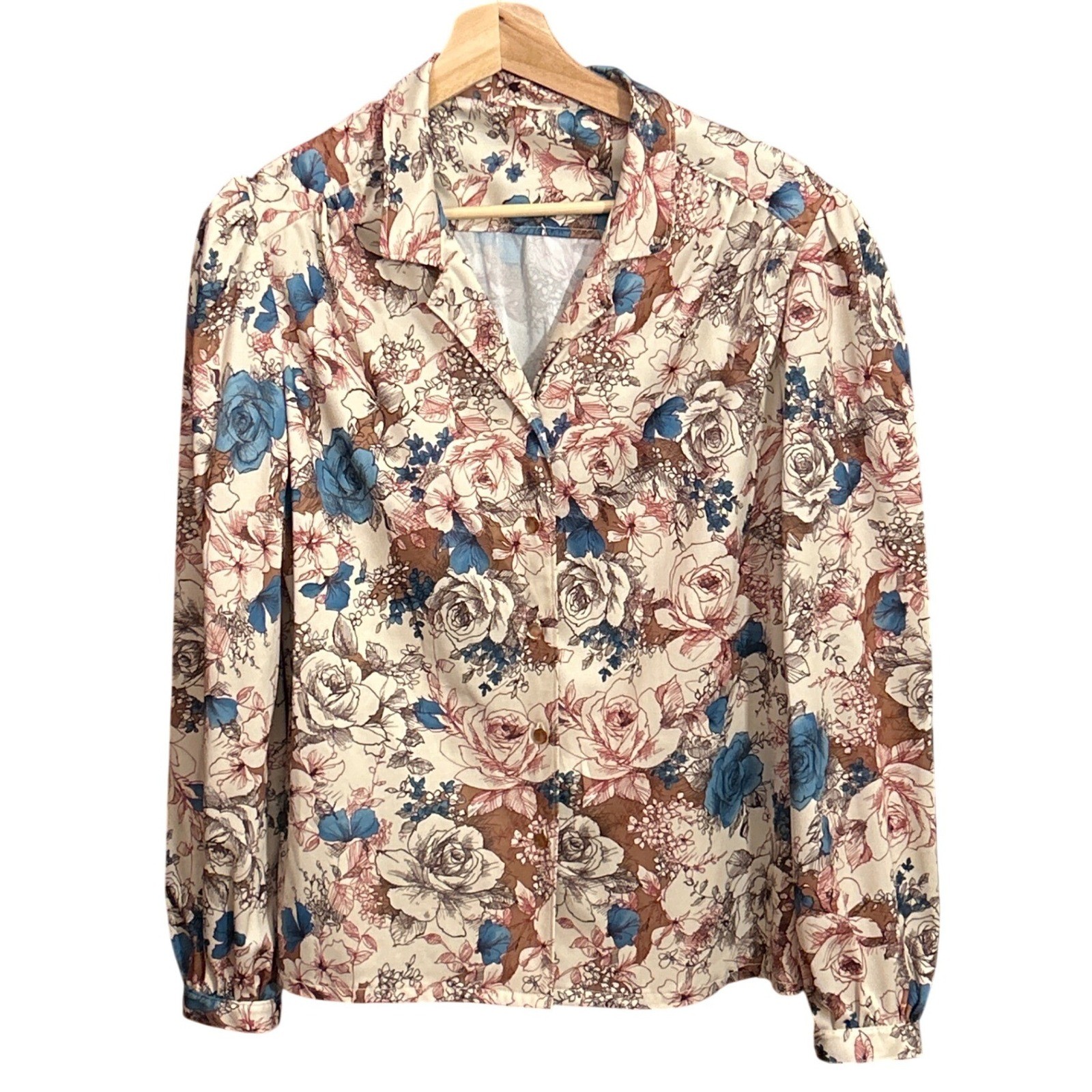 Vintage Unbranded Floral Blouse Cottagecore Grandmacore Romantic Button Up Top