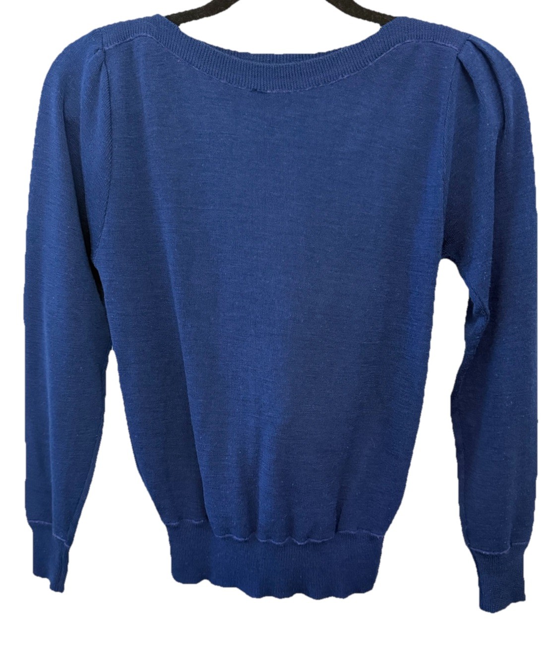 VTG Round Neck Sweater Womens Medium Slim Fit Navy Made in Hong Kong 40&rsquo;s-50&rsquo;s