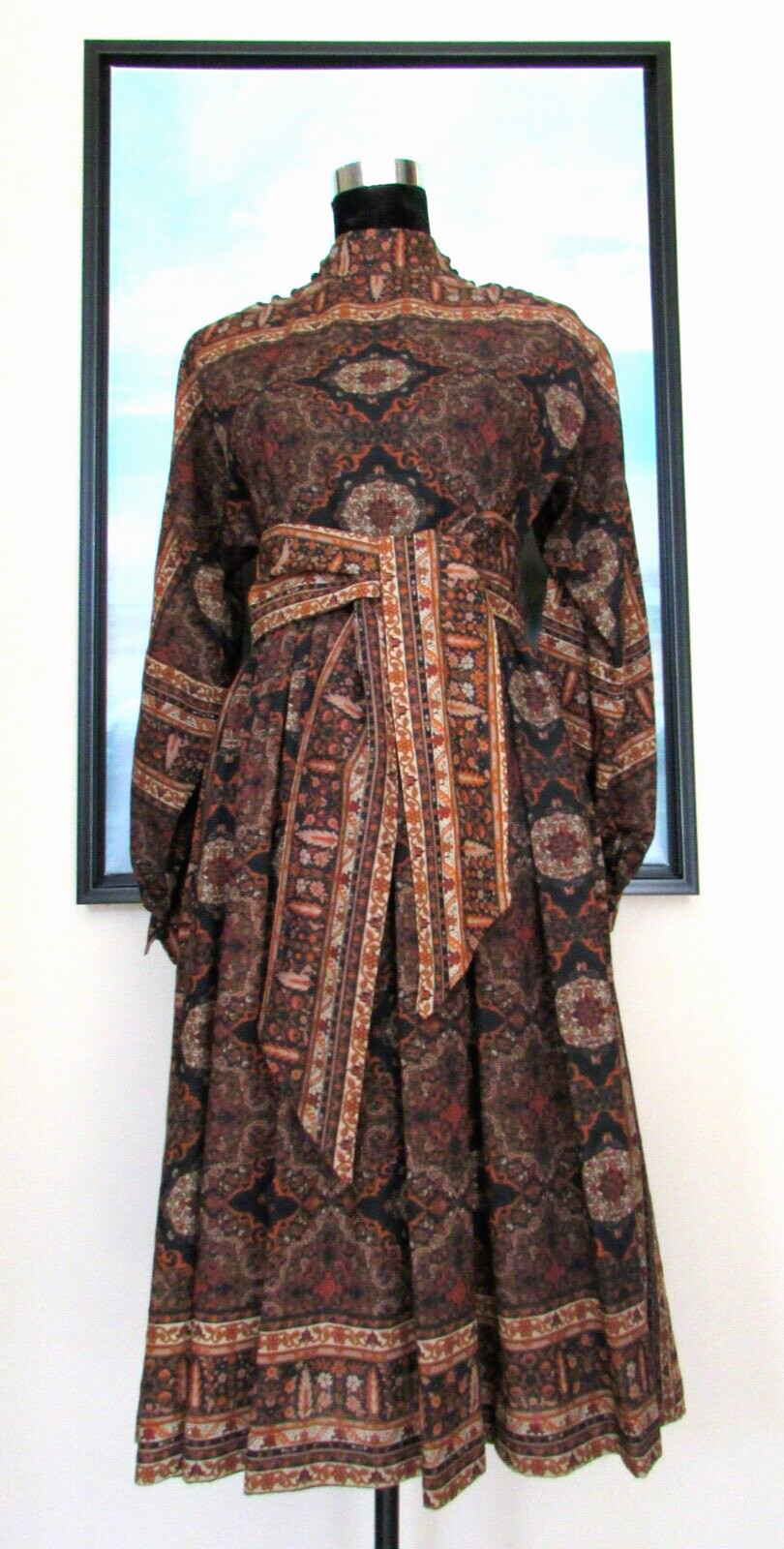 VTG 80&rsquo;s YSL Inspired Jacques Molko Paris Wool Paisley Medallion Dress S