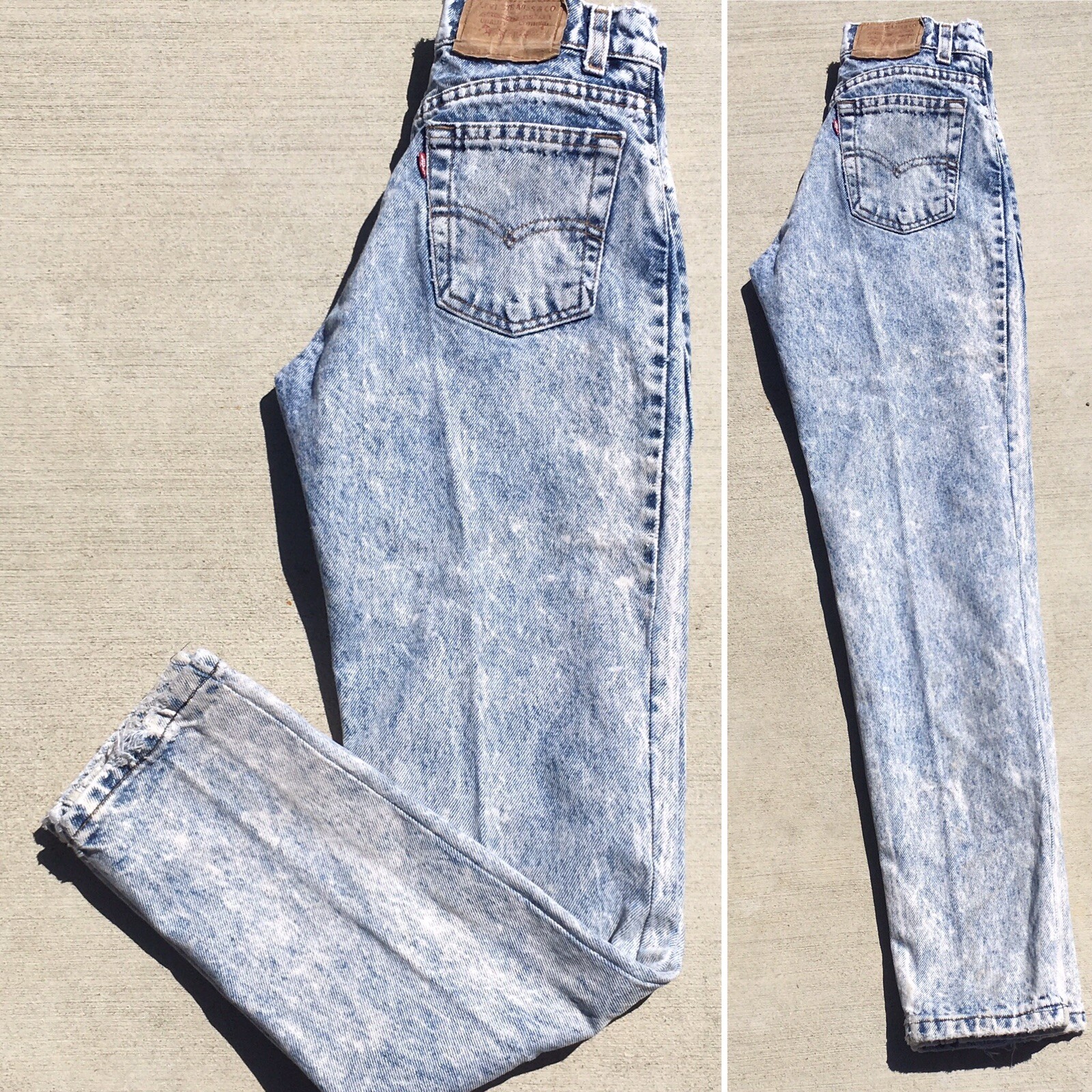 Vintage Levis Acid Wash Jeans 505 High Waist Tapered Leg 25 in Waist 80s 90s