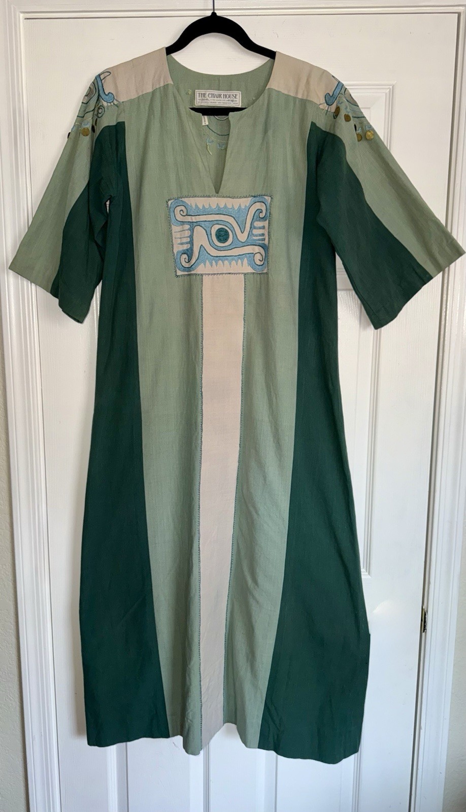 Vintage The Chair House Evil Eye Woolen Mill Ghirardelli Square Kaftan Dress VTG