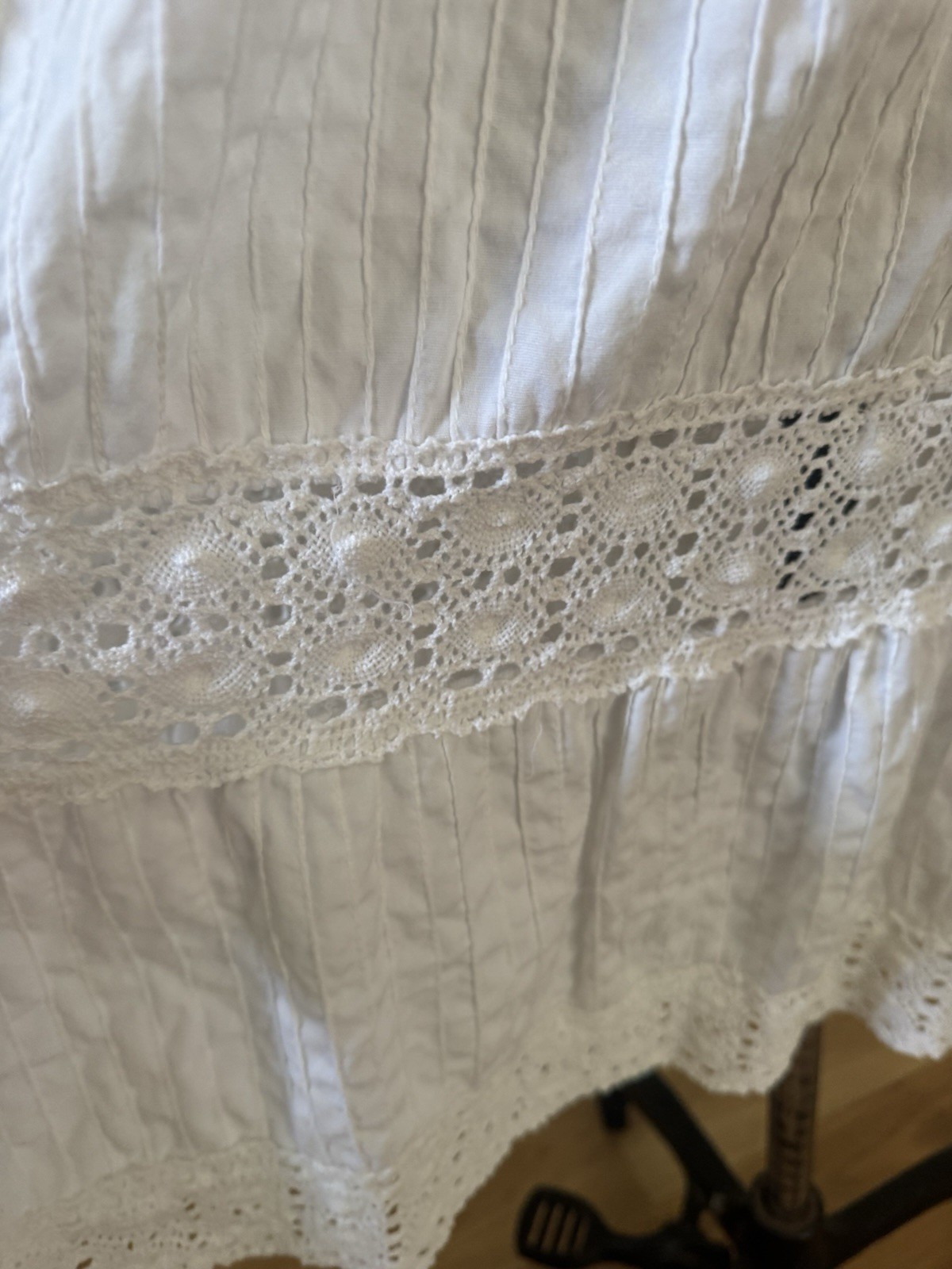 Vtg 70s White Cotton Crochet Sundress Prairie Dress Cottagecore Boho Bridal
