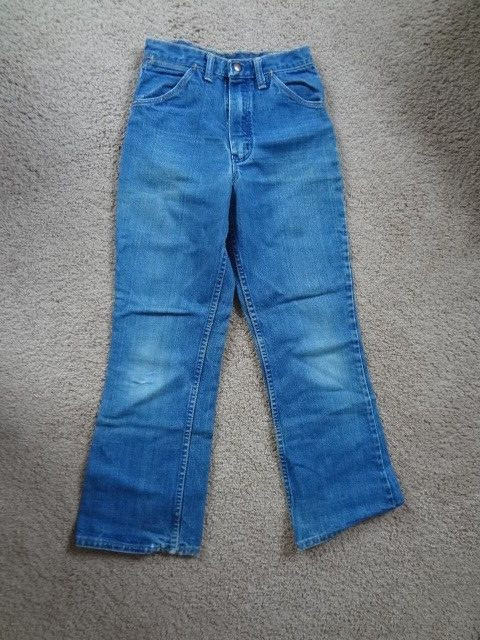Vintage 1970&rsquo;s Wrangler Blue Jeans 25&Prime; Waist 33&Prime; Long