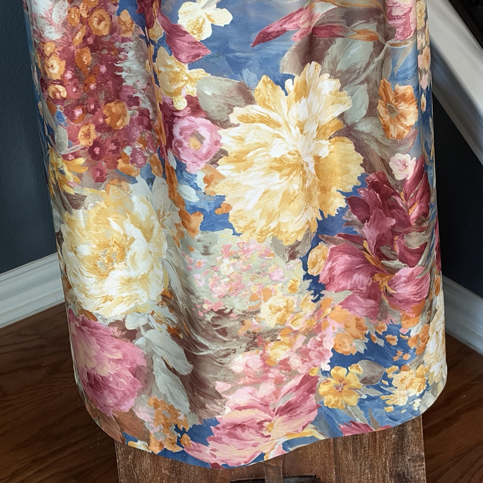 VTG Metropolitan Mumu Tent Dress Caftan Warm Tone Floral Print Size 1X 1 Pocket