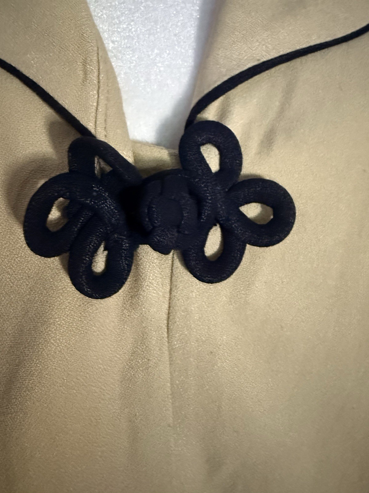 Vintage Studio C Blazer Jacket 2X Plus Beige Black Frog Closures 80s 90s 18W 20W