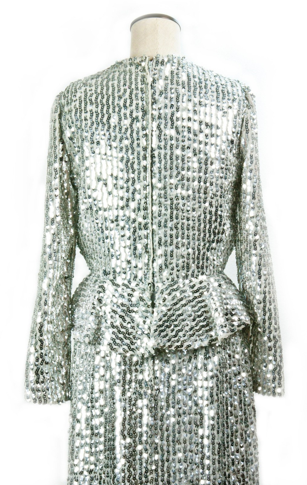 Vintage Silver Sequin Hollywood Gown | Stunning Film Costume | Metallic Glamour