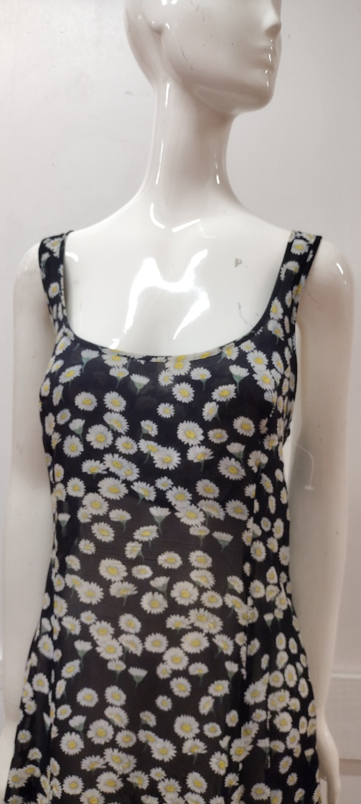 Escada Sport 1990s Daisies Sheer Sundress Grunge Cross Backless ITALY 36 Medium