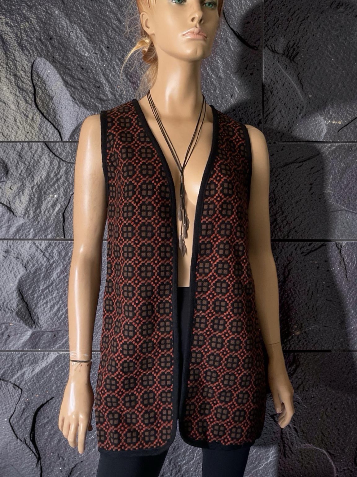 VTG WELSH WOOLLENS DILLAD DWYRYD CYMRU PATTERNED PURE WOOL SLEEVELESS VEST SZ M