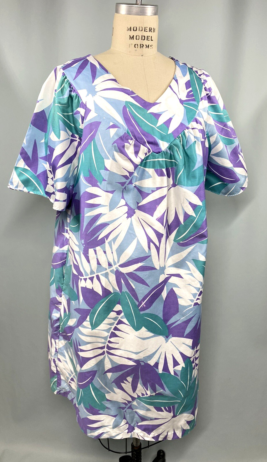 SEARS Vintage Caftan Dress SIZE MEDIUM 12 -14 MISSES cotton tropical 70s 80s