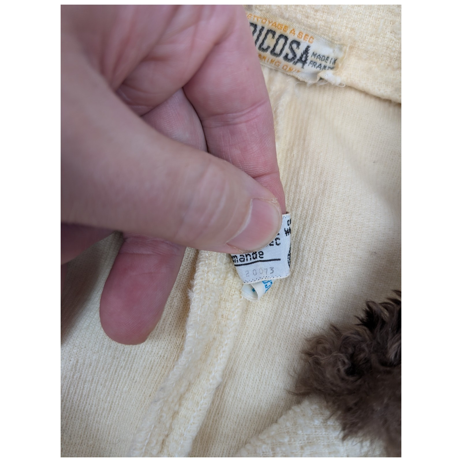 Vintage Tricosa Paris France 1970s Wool Dress & Jacket Cream w/ Faux Fur *READ
