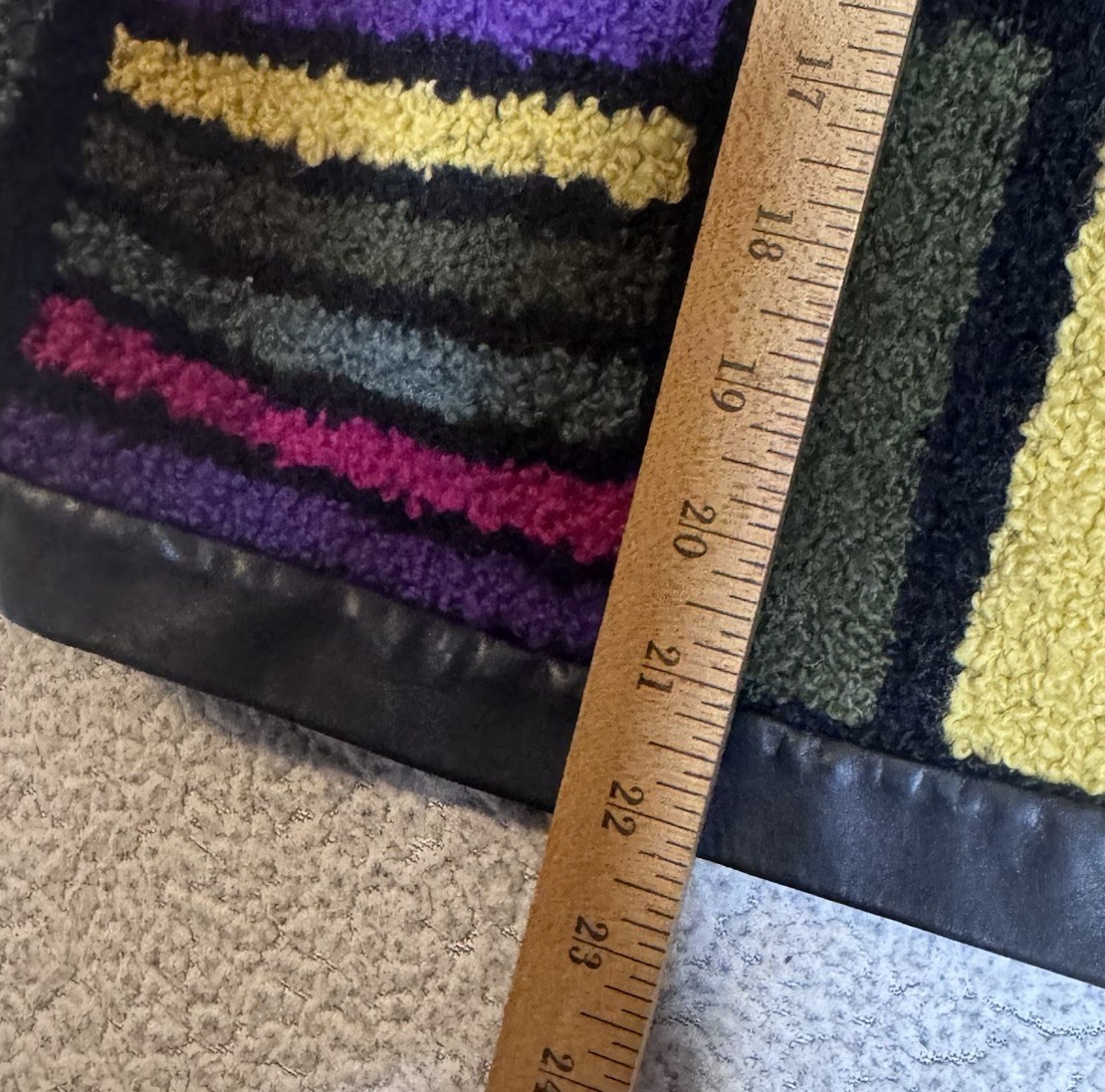 60’s Ilaria Technicolor Colorblock Geometric cardigan sweater Leather Trim