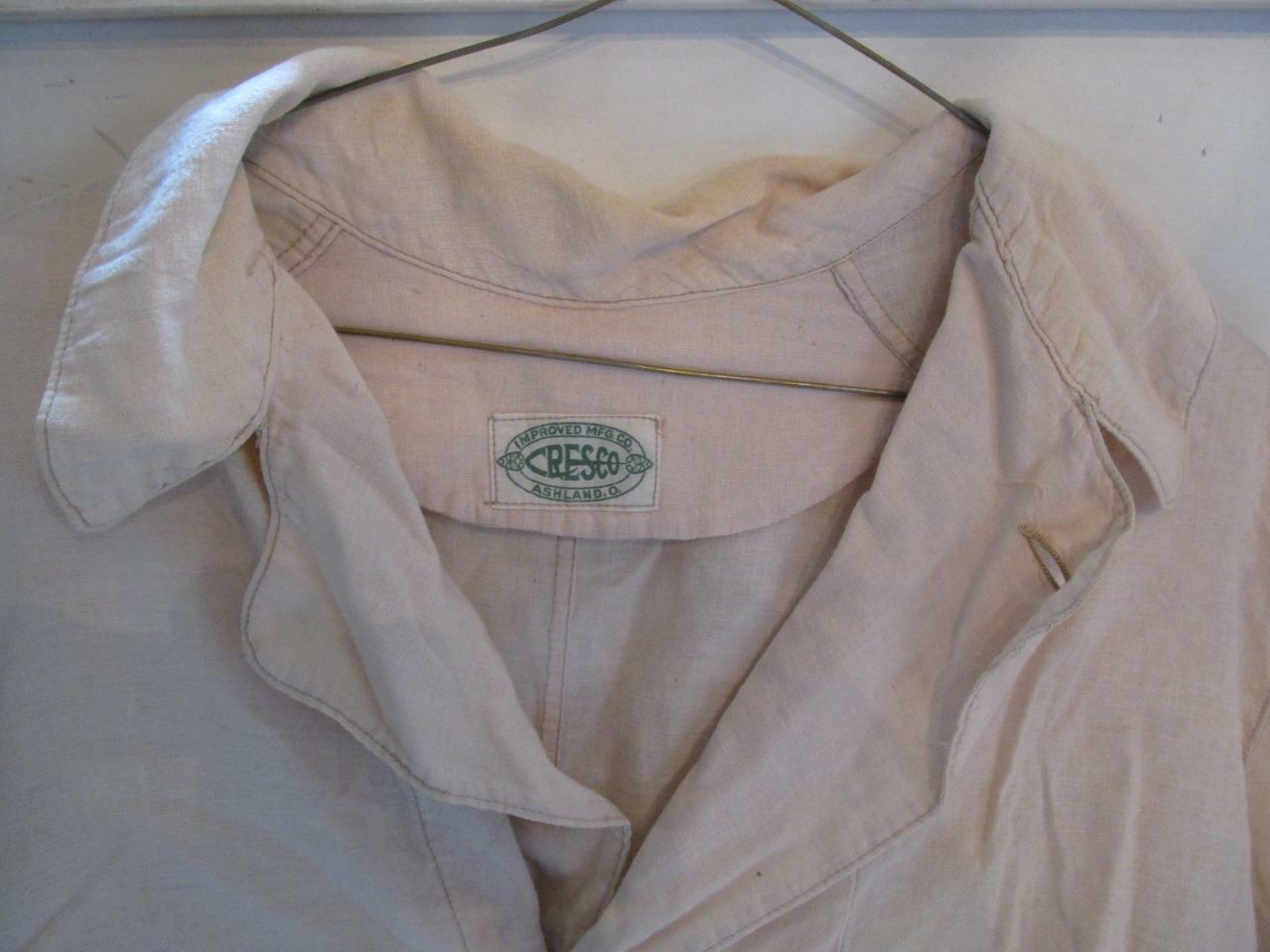 Antique Auto Linen Duster/Car Coat – « Cresco » Tagged/Ashland OH – EXC Cond