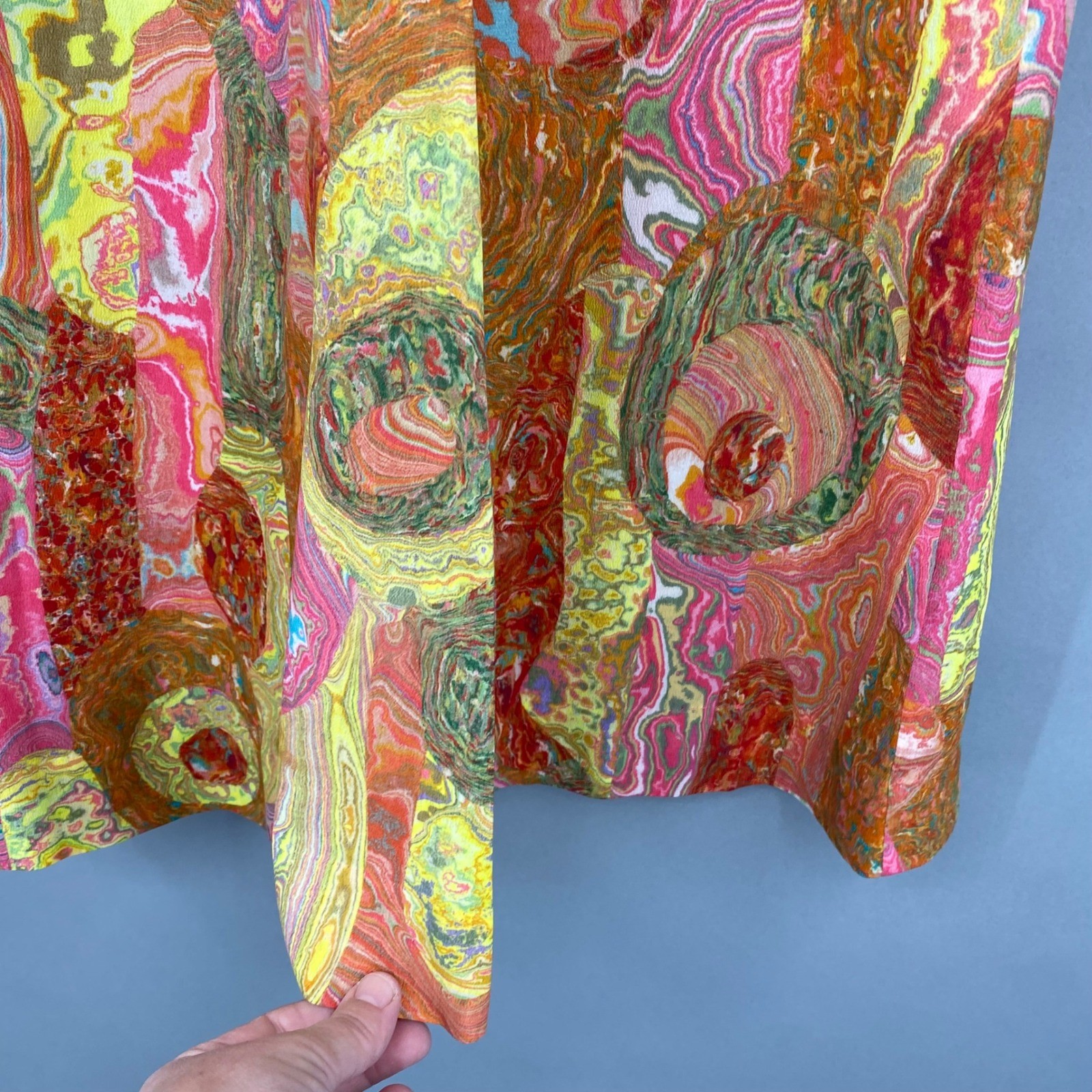 Vintage 60s Psychedelic Swirl Mod Mini Dress GoGo Girl Large Neon Abstract