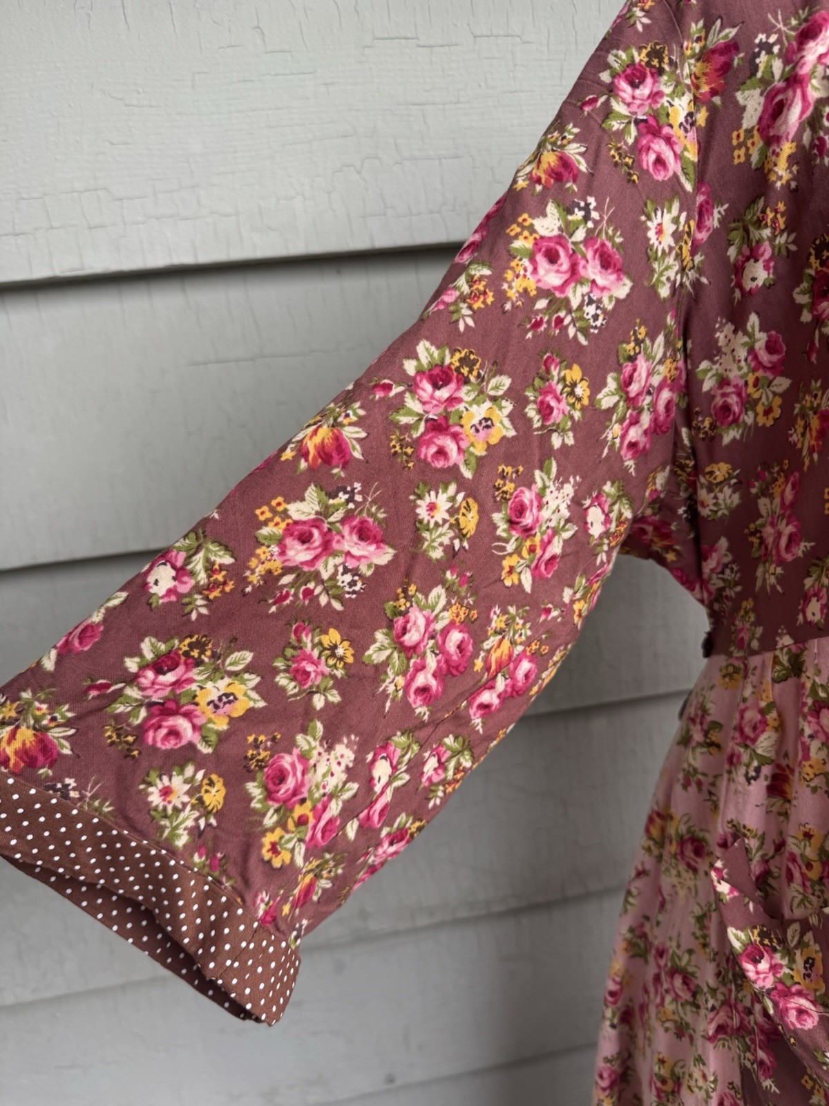 Vtg 90’s April Cornell Patchwork Cottagecore Grunge Dress Pink Brown Floral XXL