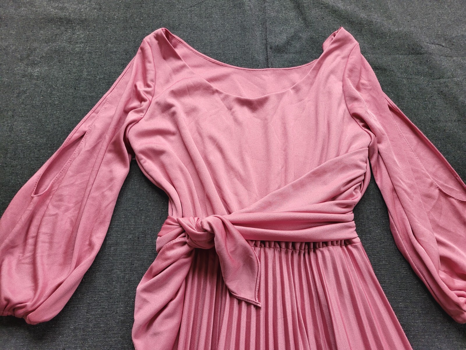 Vintage 70&rsquo;s Greek Goddess Dress Rose Pink Evening Gown Retro Size S/M