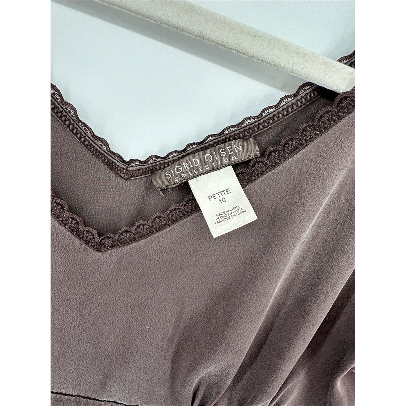 Sigrid Olsen Y2K VTG Fairycore Whimsigoth Brown V-Neck Short Sleeve Blouse Sz10P