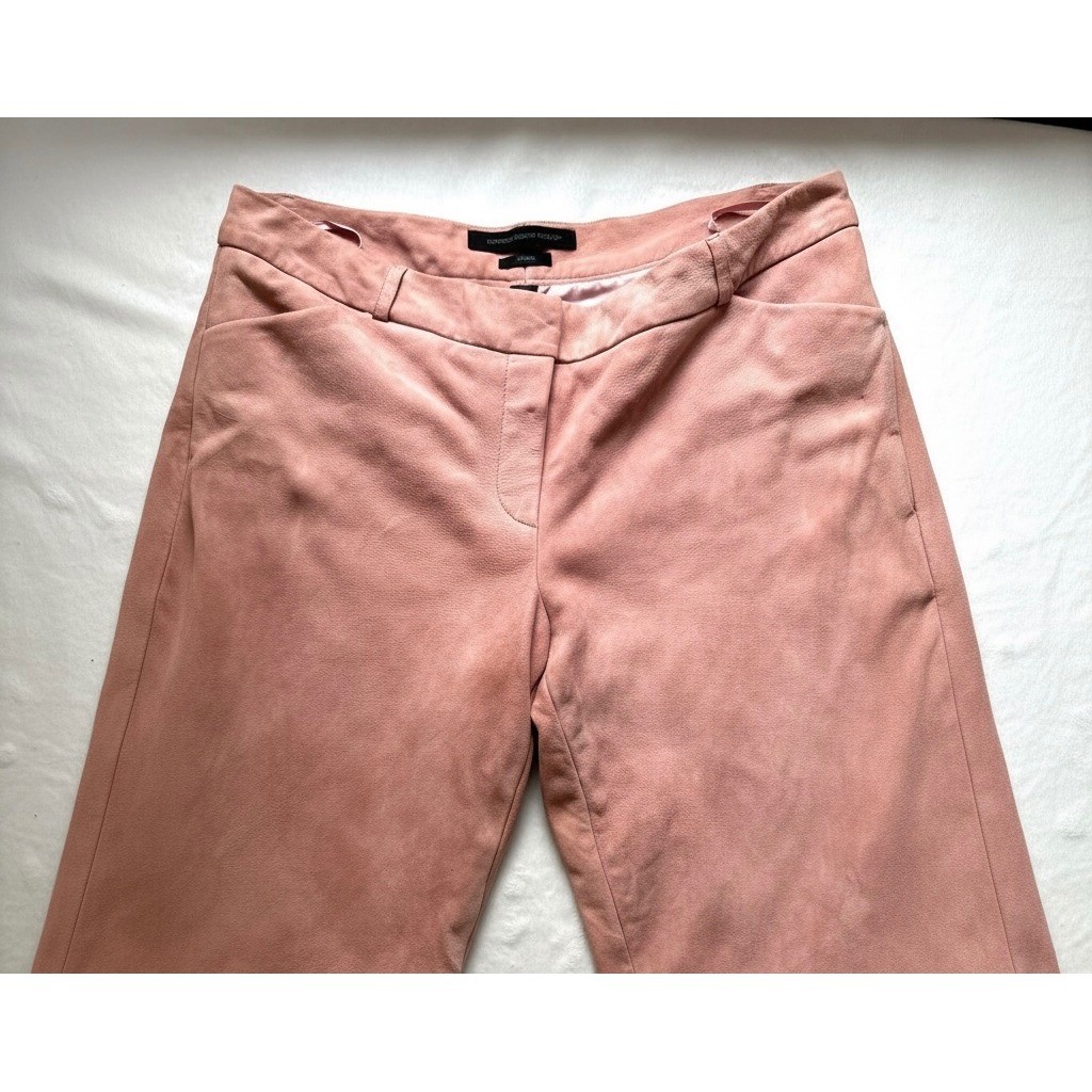 Vintage Express Editor Suede Pants 10 Blush Pink Y2K Wide Leg Quiet Luxury