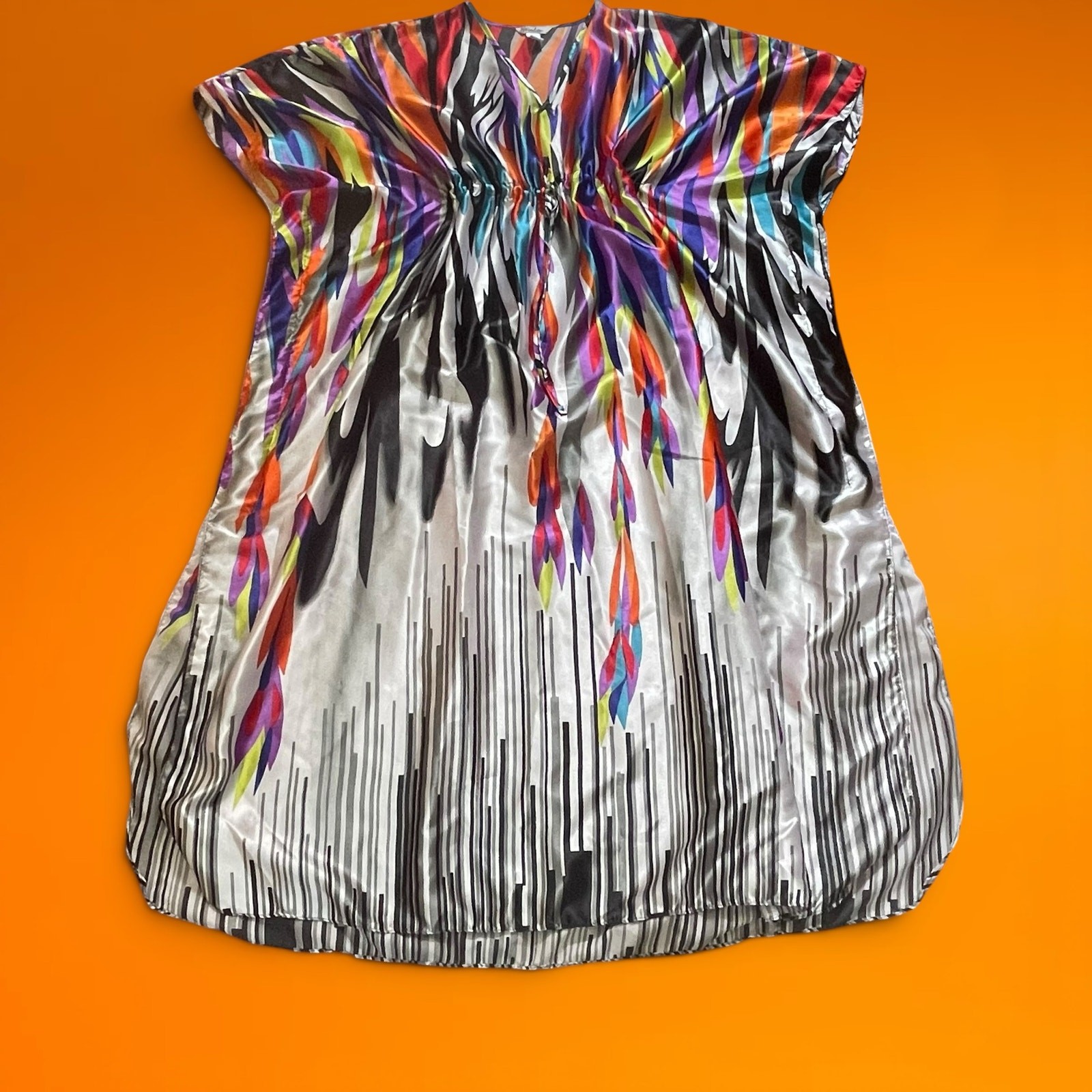 Mrs. Roper Caftan Three’s Company OSFA Winlar Abstract Colorful Swim Cover