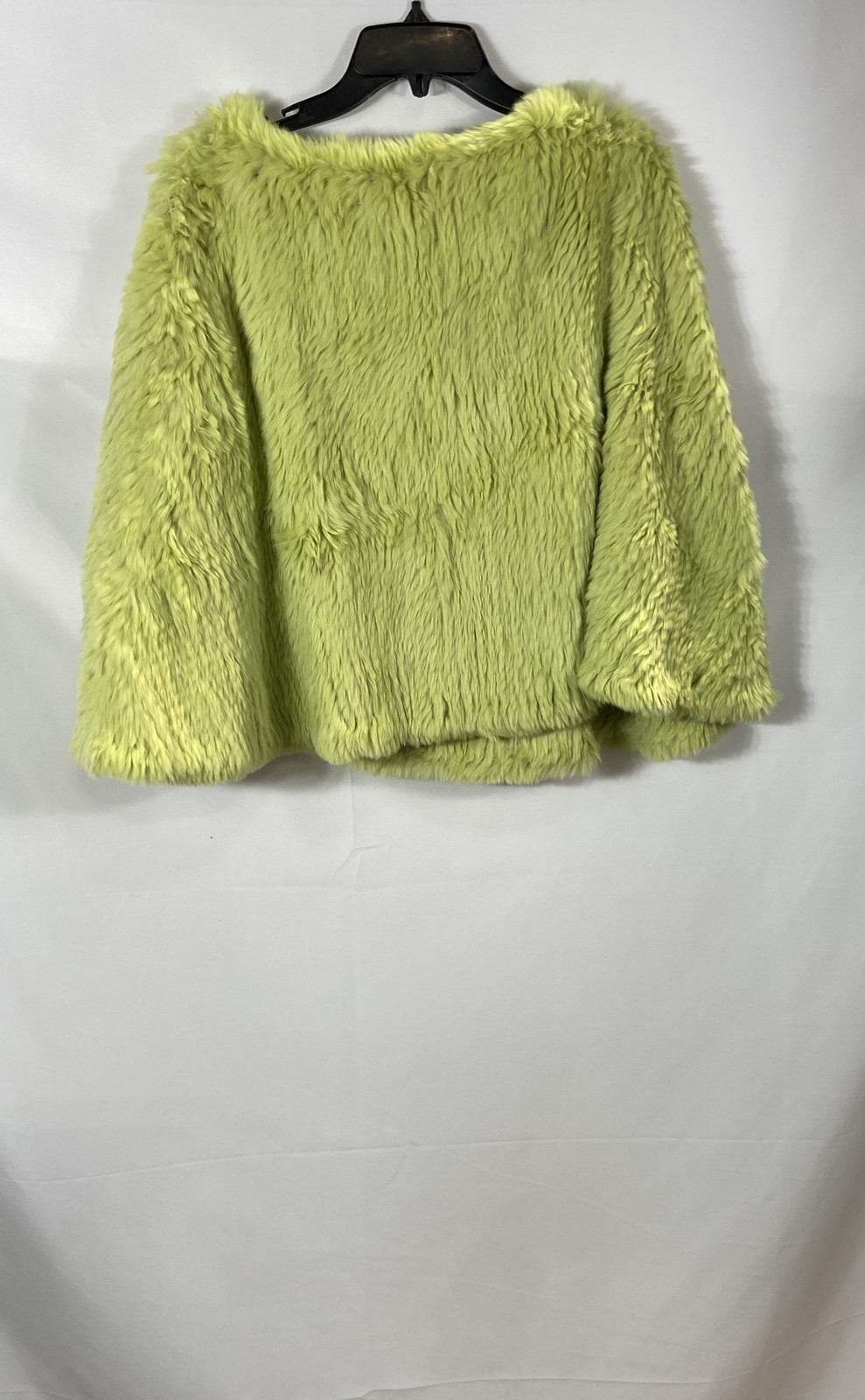 Vintage Y2K Pearldive Women&rsquo;s Lime Green Genuine Rabbit Fur Short Sleeve Top