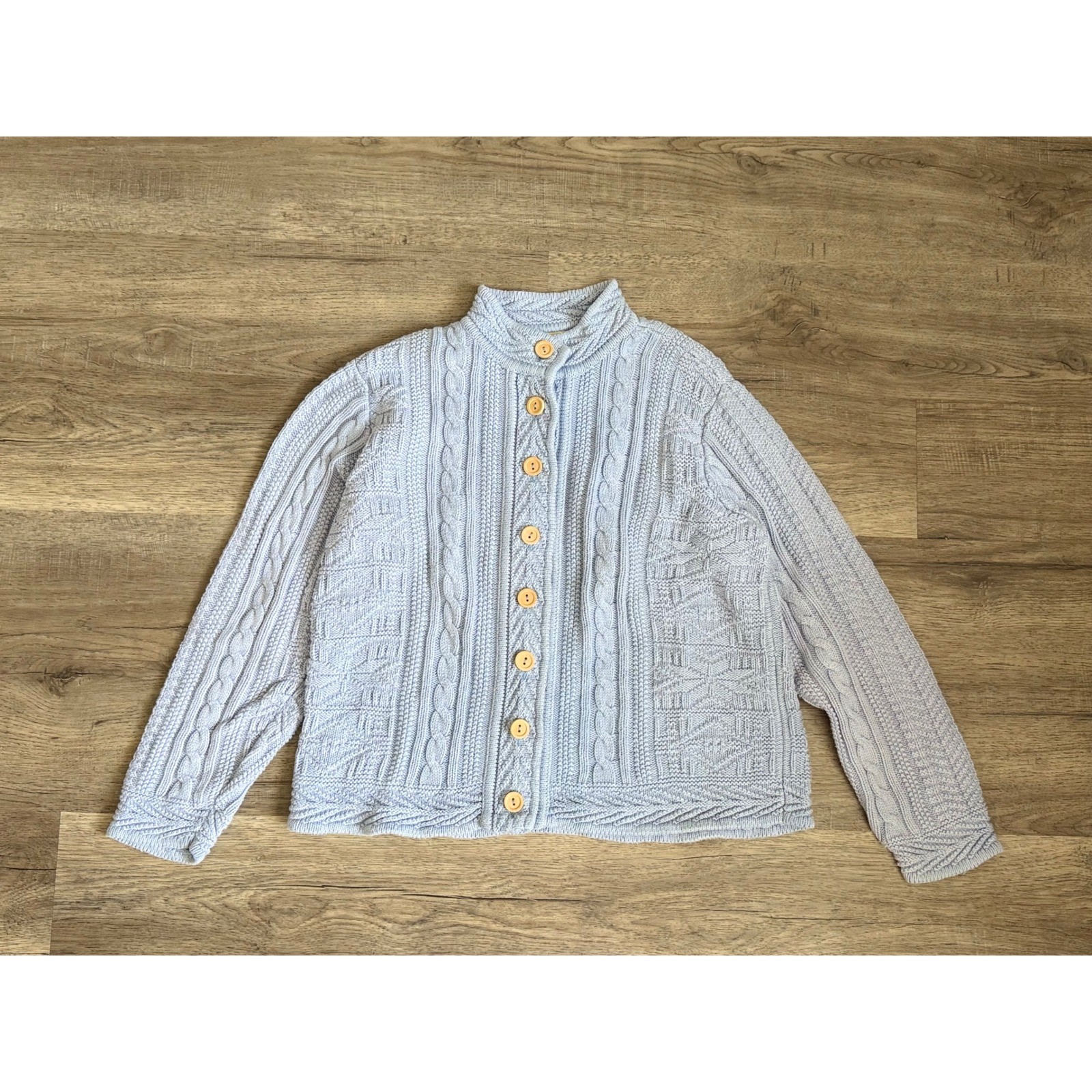 L.L.Bean Cable Knit Cardigan Vintage Cottage Core Sweater Women&rsquo;s Sm Blue