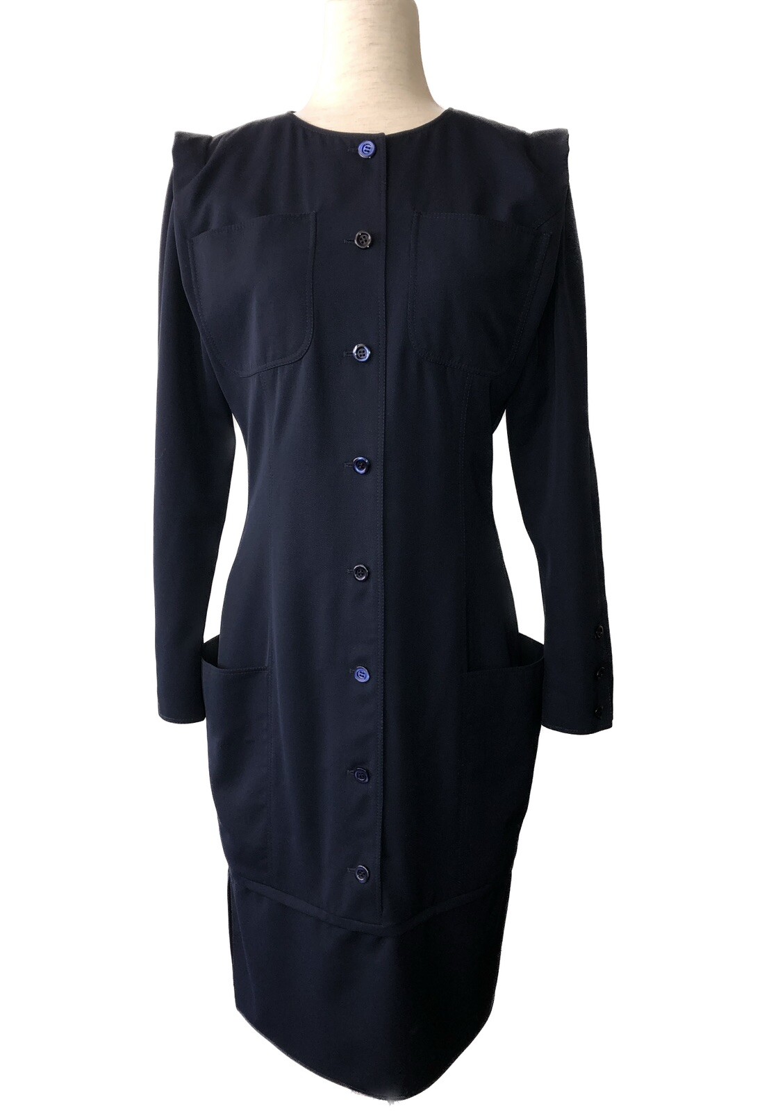 Vintage &rsquo;80s Emanuel Ungaro Parallele Avant Garde Midi Dress Shift Pockets Large
