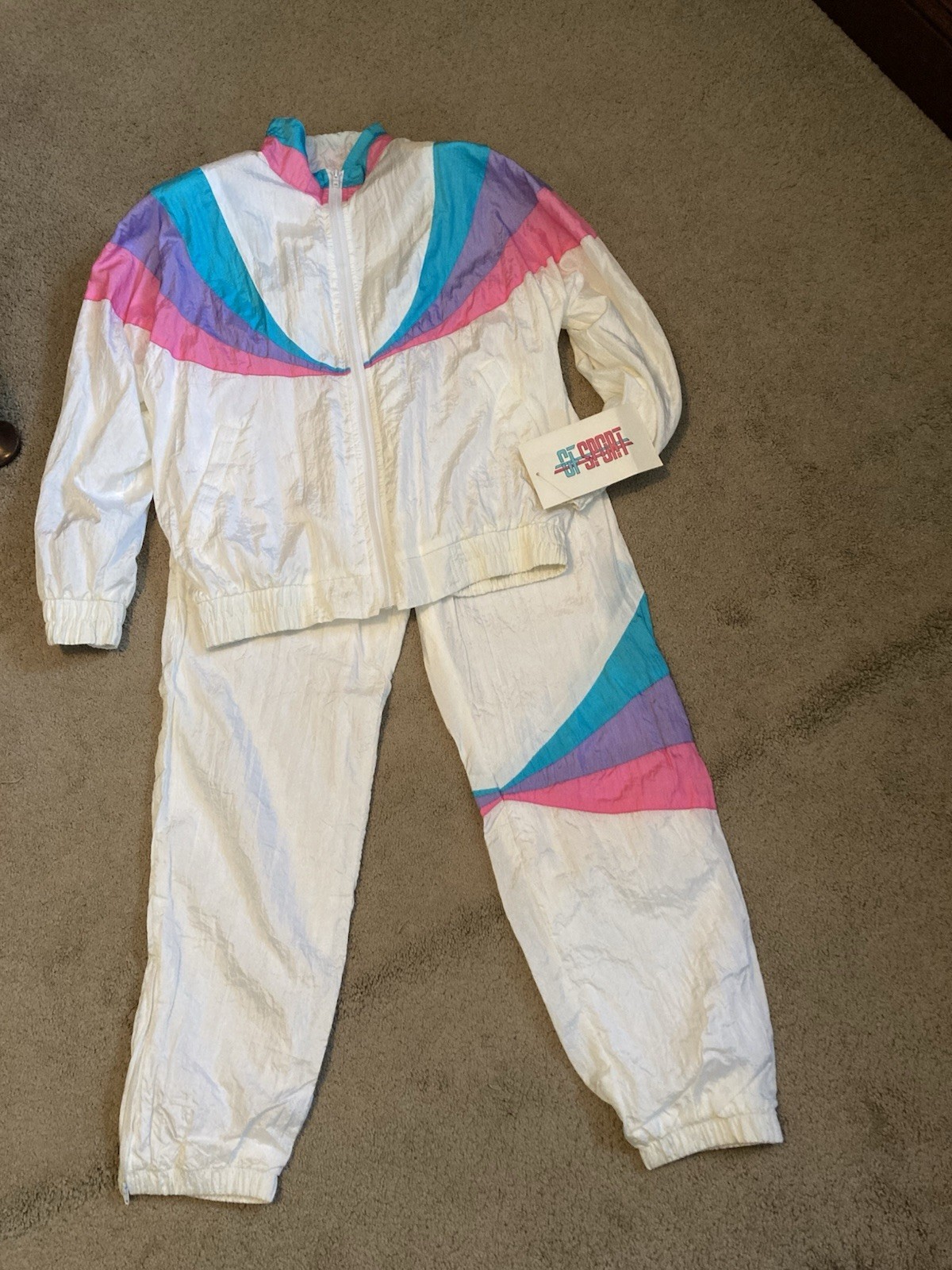 Vintage M 1990’s Windbreaker Suit GF Sport Jacket And Pants W/ Pocket And Tags