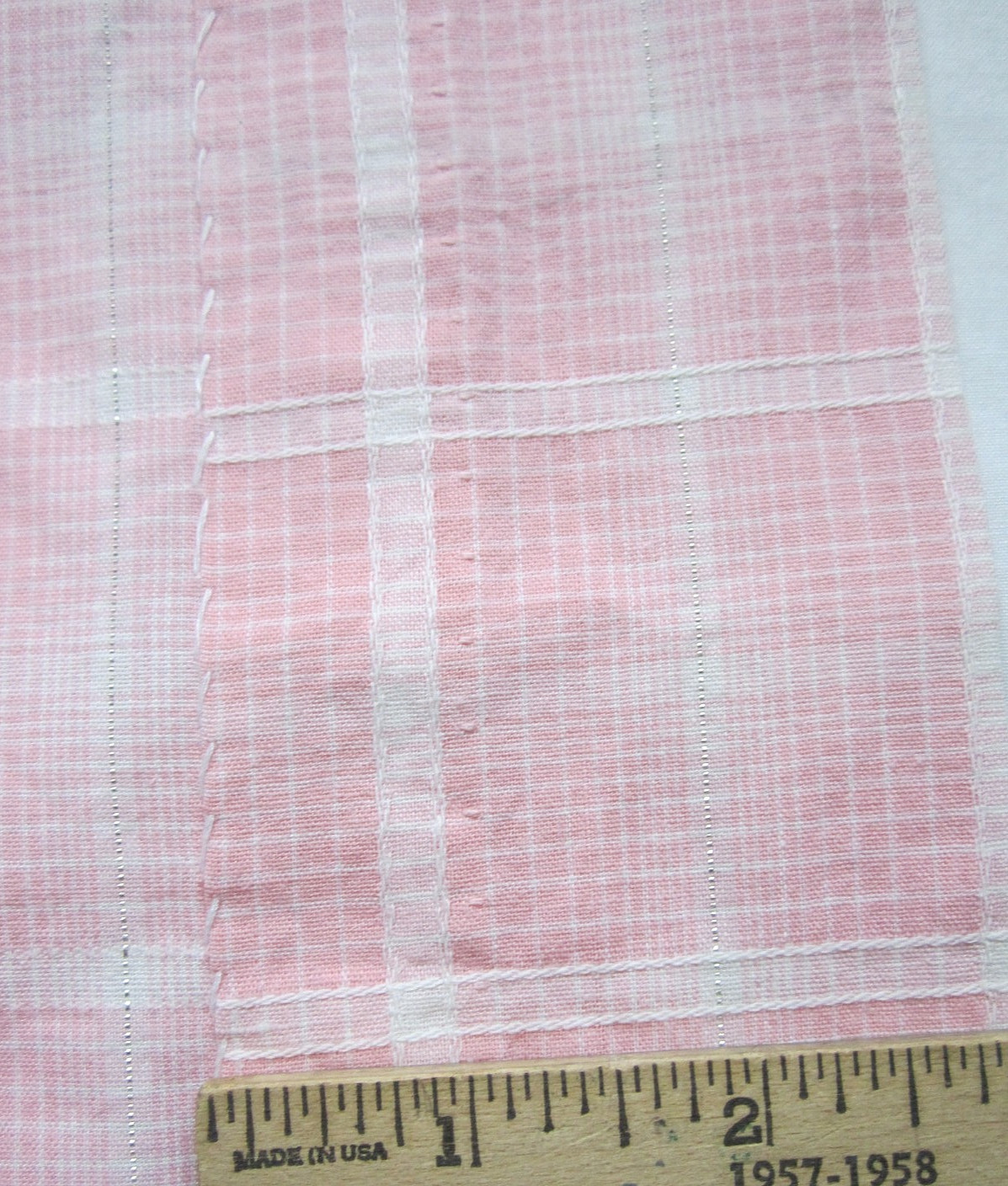Vintage 1950s Pink Cotton Day / House Dress Sz S-M Plaid Button up Bows in Back