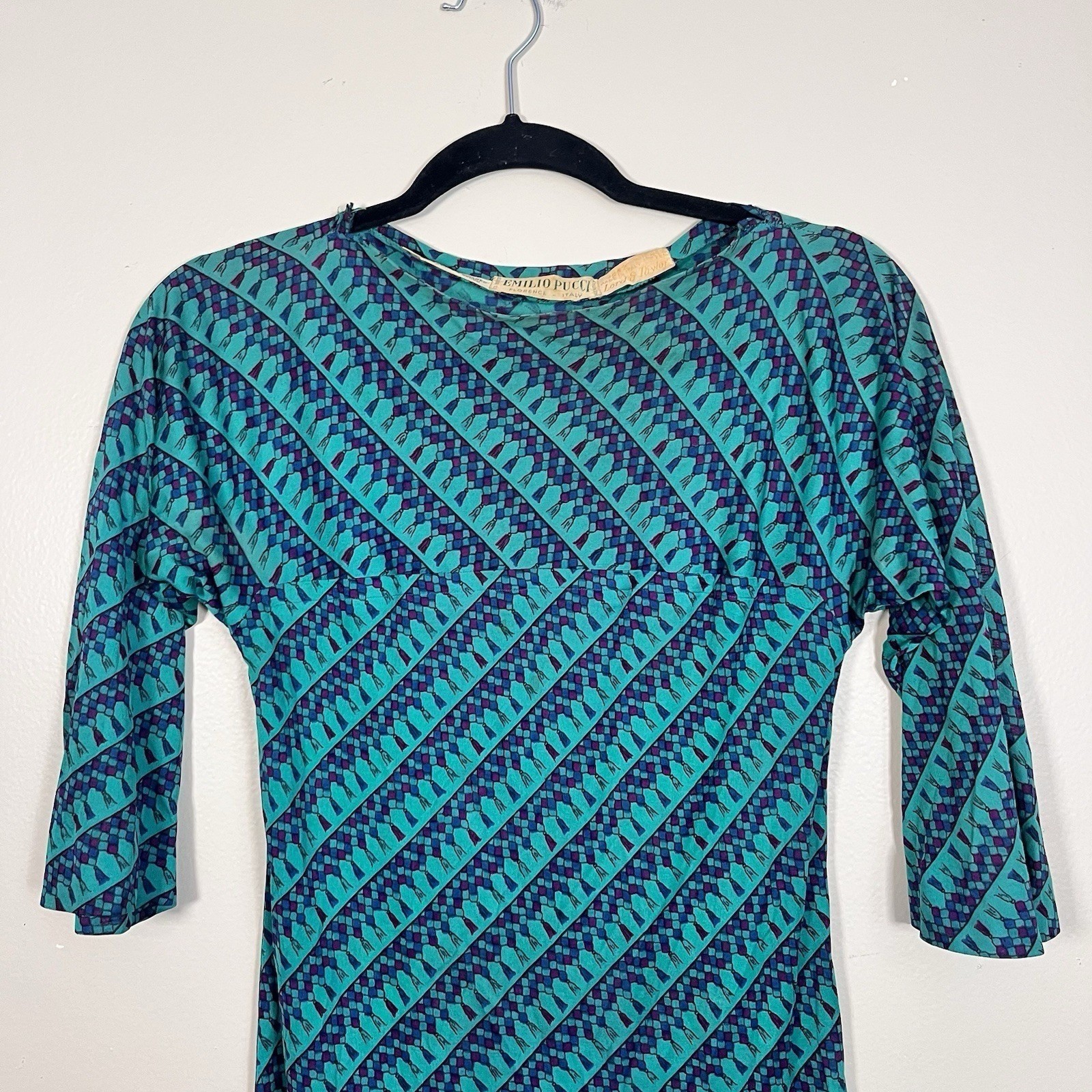 Vintage 1960s Emilio Pucci Women&rsquo;s 8 XS Silk Shift Dress Geometric Print Italy