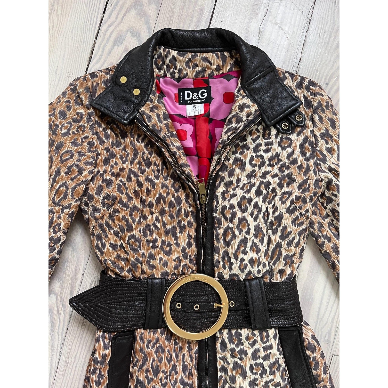2000s Jacket / Y2K Dolce & Gabbana Leopard Coat / XS