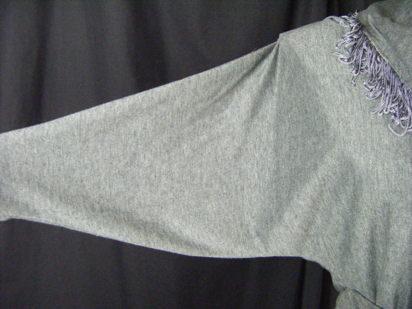 STUART ALAN Vtg 80s Heather Grey Knit Fringes Collar Western Dress-Bust 44/M
