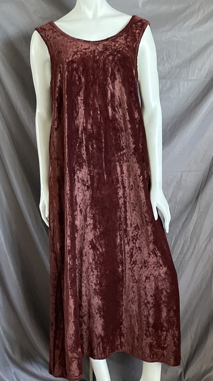 Vintage ‘90s CP Shades Velvet Burgundy Brown Maxi Dress Sz M Lagenlook Excellent