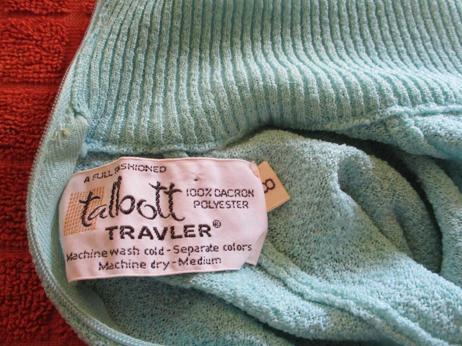 Talbott Travler Full Fashioned Dacron Polyester Dress Stretch Knit -S 8 Aqua VTG
