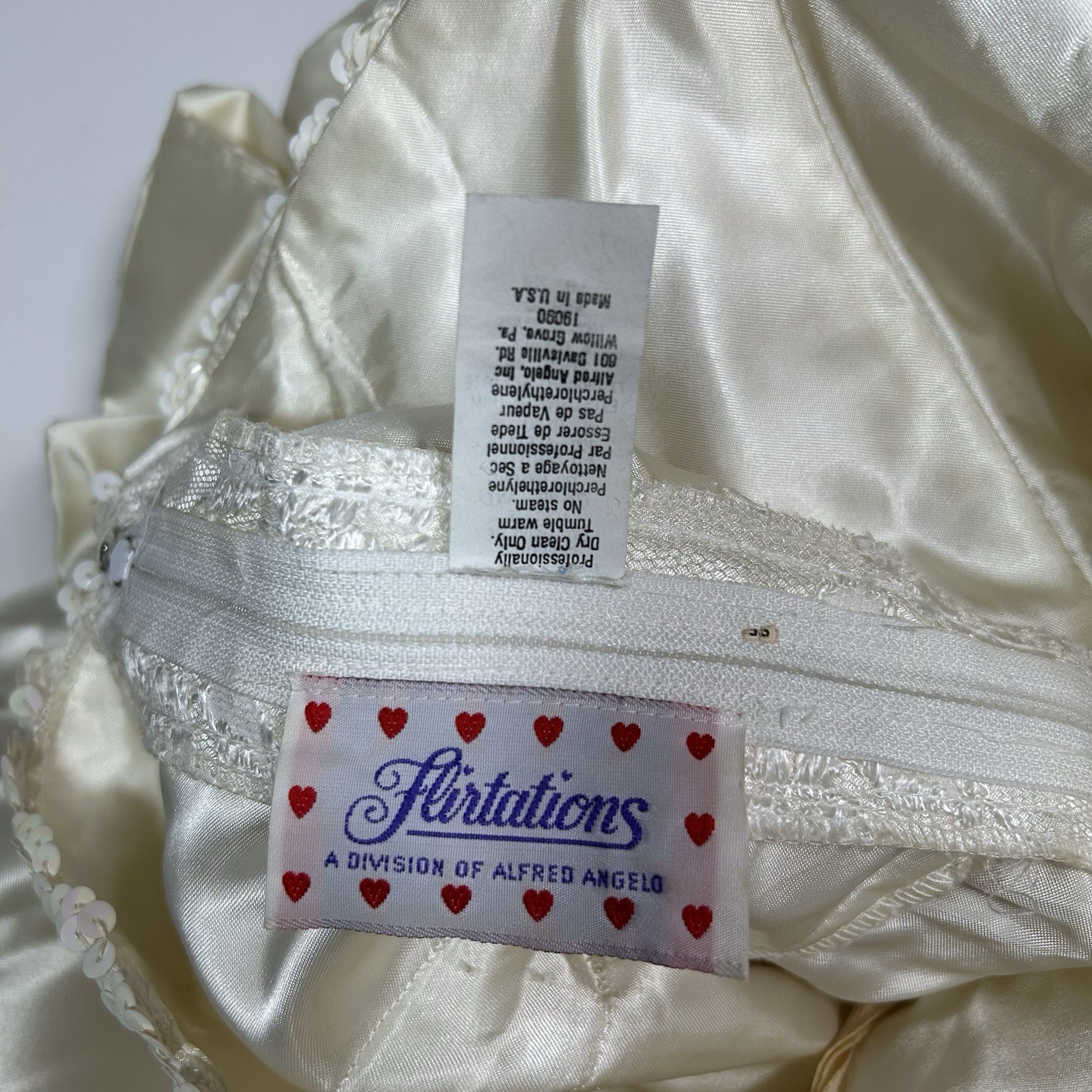 Vtg 80s Alfred Angelo Flirtations Ivory Sequins Mermaid Lace Dress Strapless M ?