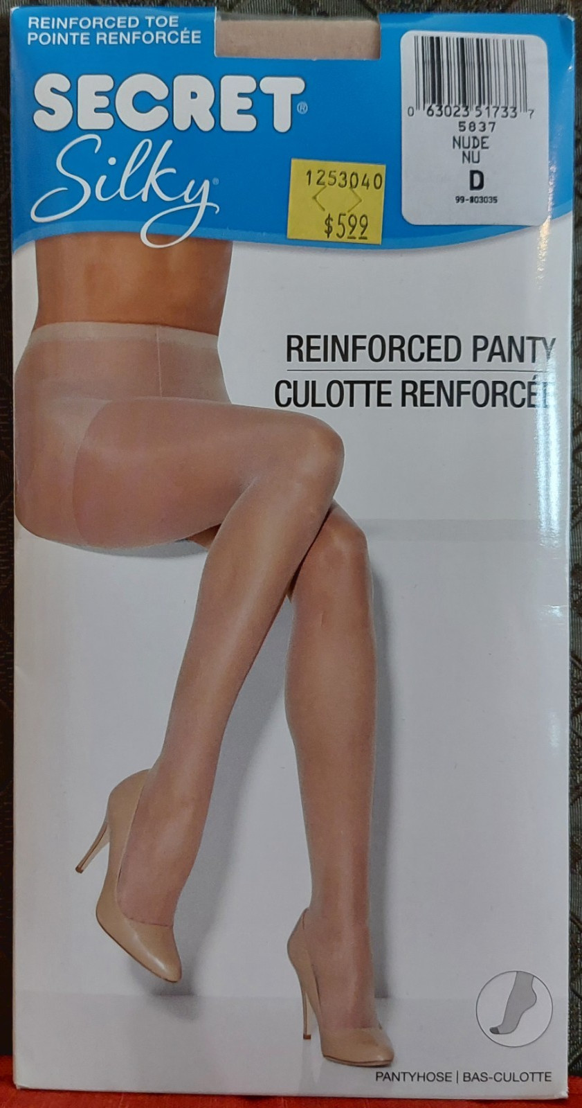 Vintage Pantyhose Secret Silky Reinforced Panty Color Nude Size D BFRIP2