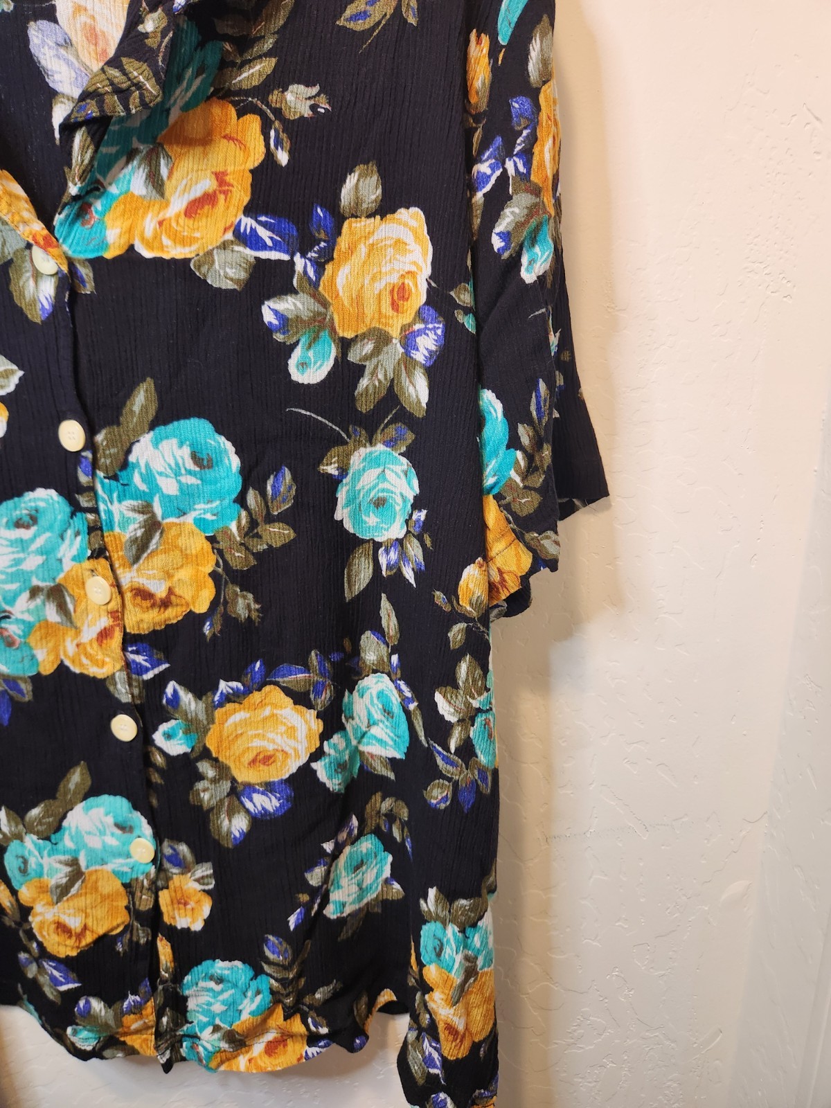 VTG 90s Kathie Lee Floral Button-Down Blouse Spring Summer Plus Size 26W