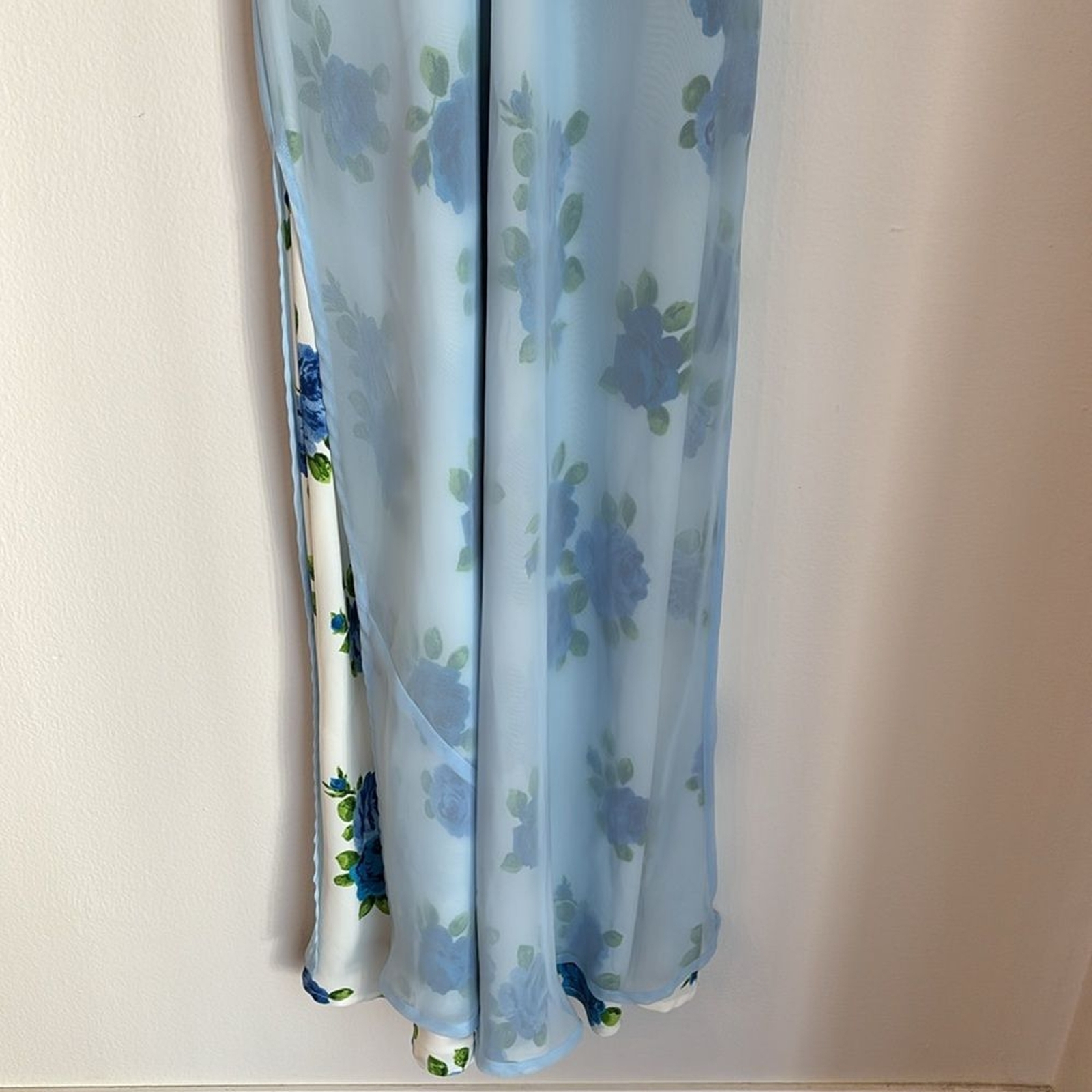 Vintage Women Express double layer Floral Sheer slip fairy Maxi Dress size 5/6!