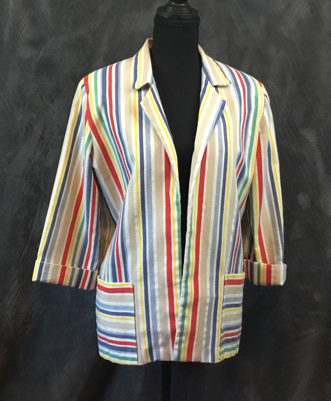 Vintage 70’s Teddi Of California M-L Rainbow Poly blend Blazer Jacket Button Up