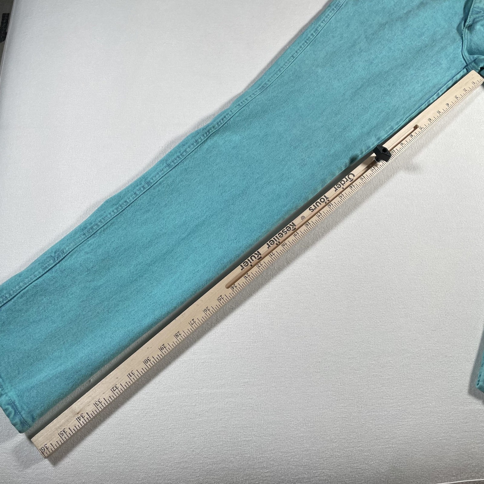 Wrangler Jeans Womens 25×36 High Rise Aqua Blue Straight Denim Made USA MA201-04