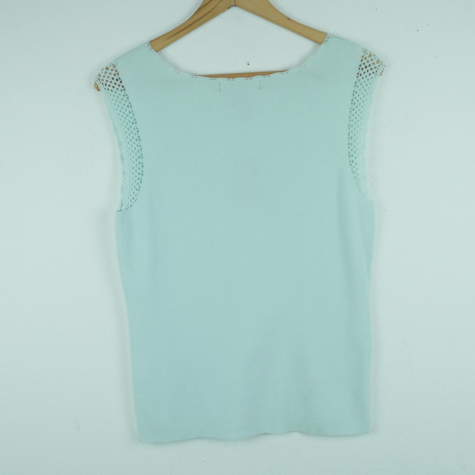 Express Large Tank Top Pastel Blue Knit Coquette 90s Express Dainty Feminine VTG