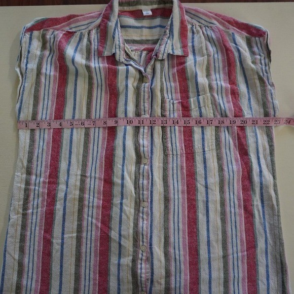 Old Navy Striped Linen Blend Button Front Shirt Dress XL Short Sleeve