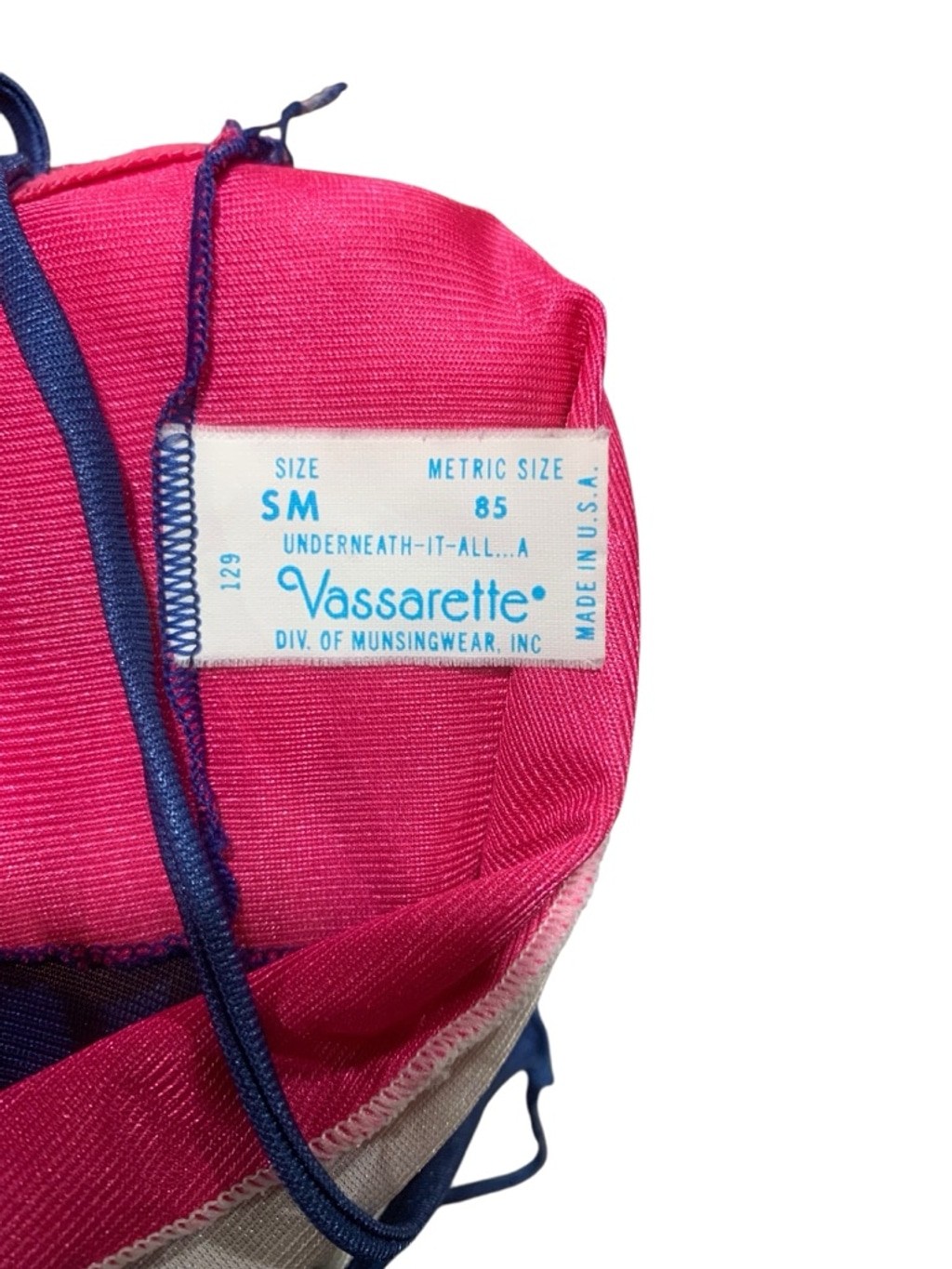 Vntg 70’s Vassarette vneck spaghetti strap maxi Chemise & Slip S Blue Pink