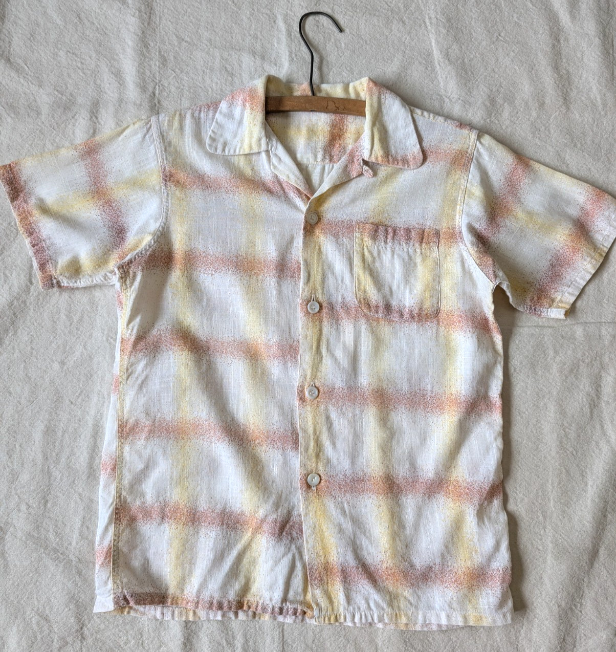 Vintage 50s 60s Women&rsquo;s All Cotton Woven Loop Collar Summer Button Up SM