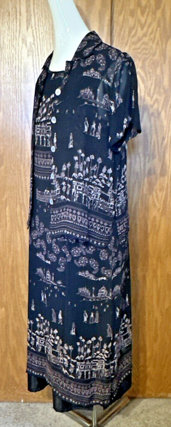 Vintage MELROSE STUDIO Long Jacket Dress Petite Size XL Made in USA
