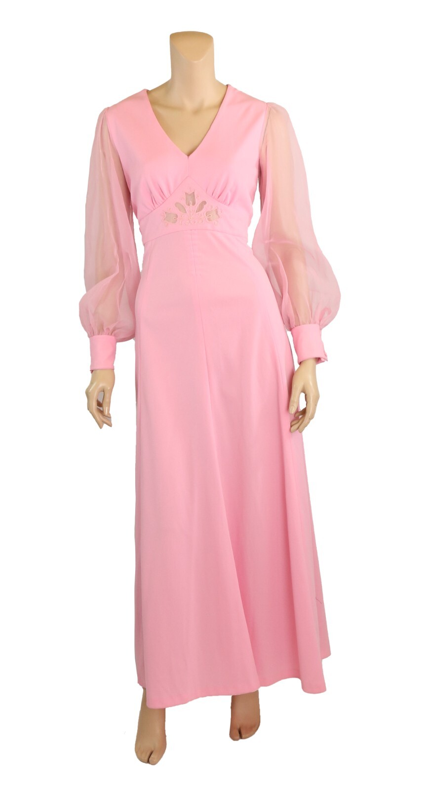 Unbranded Vintage 1960s 70s Pink Maxi Bridesmaid Prom Party Dress size 7/8