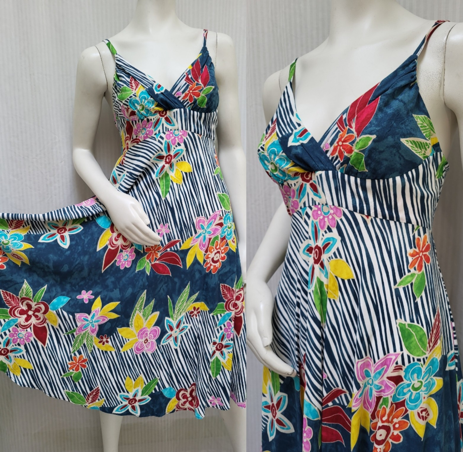 Vintage JAMS WORLD Multicolor Tropical Floral Midi Sun Dress – Size M – EUC