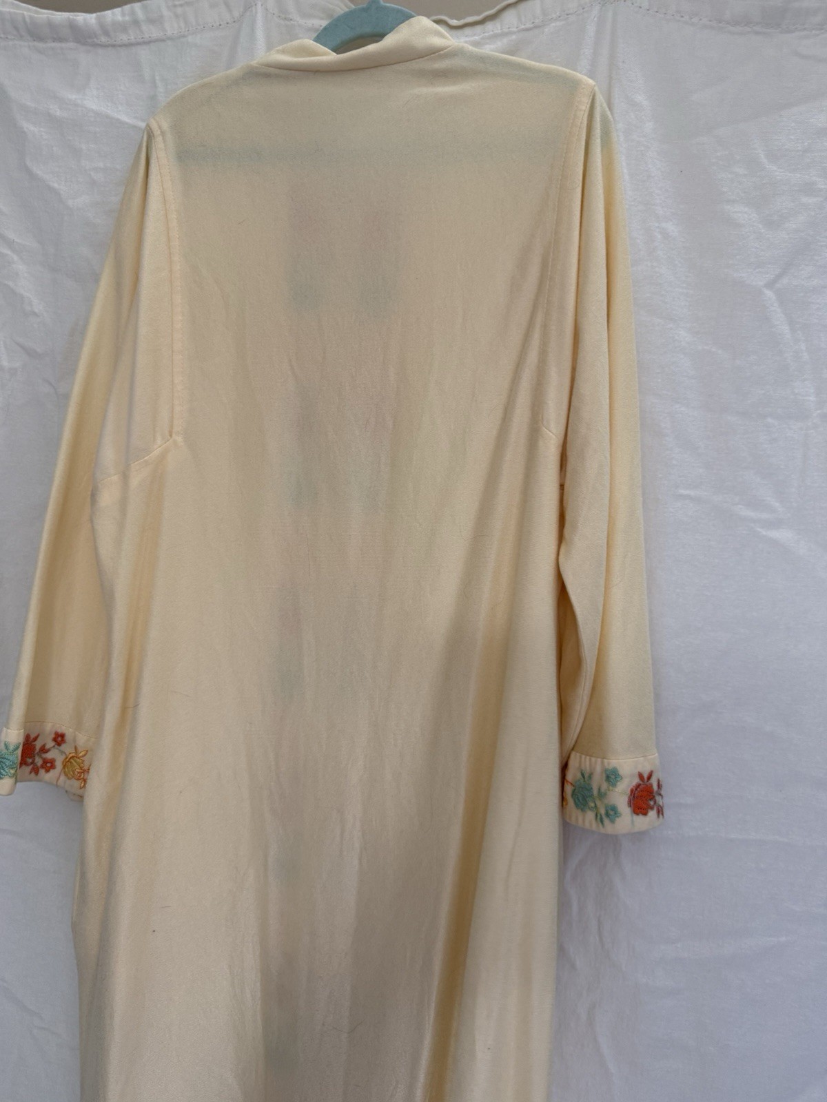 VTG 70s Embroidered Caftan Lounge Dress Grandma Chic Cottagecore Maxi