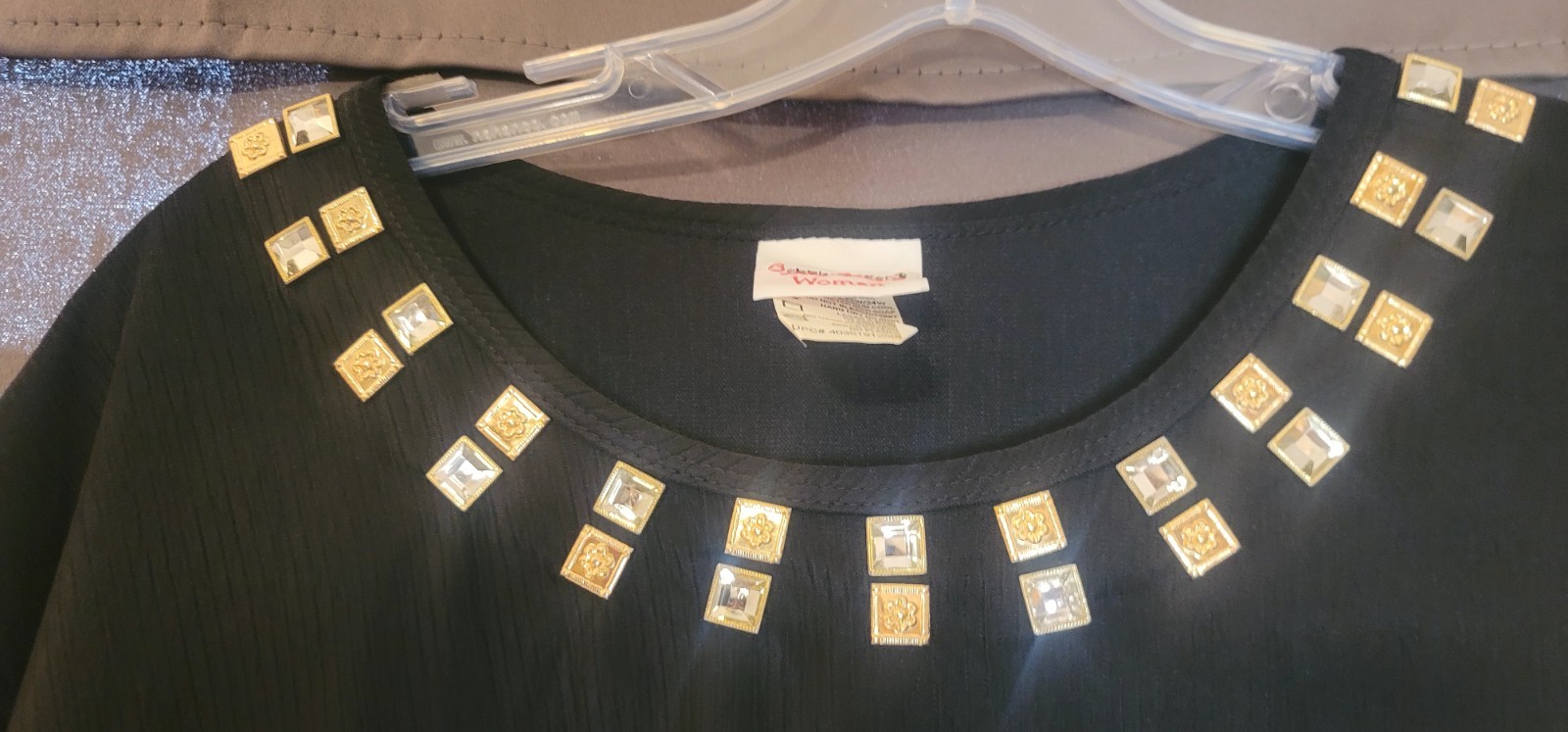 Vintage Bobbie Brooks Plus Size 22 Black Long Sleeve Top With Gorgeous Details
