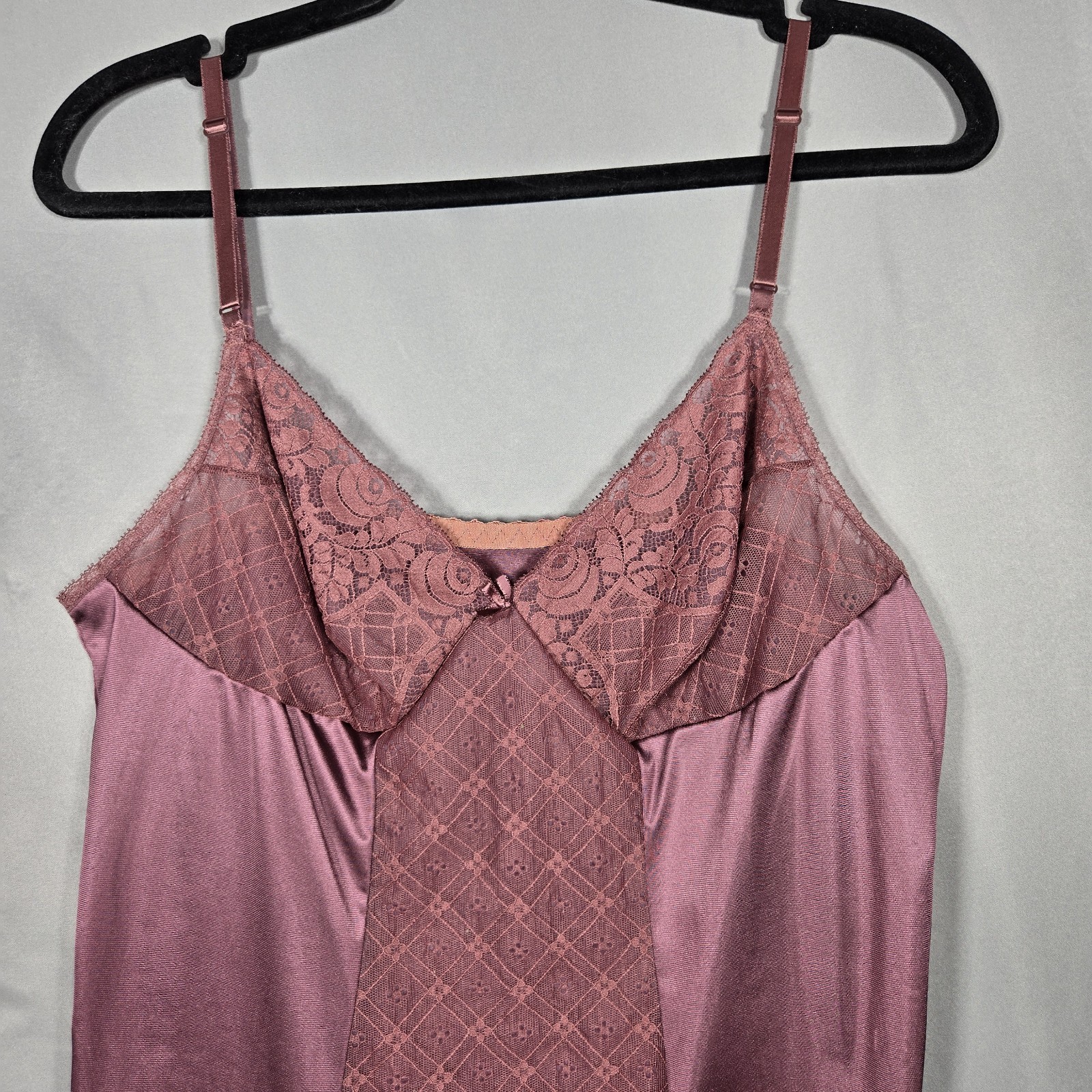 Vtg Vassarette Underneath It All Bodysuit 36 Dusty Rose Lace USA Boho Coquette