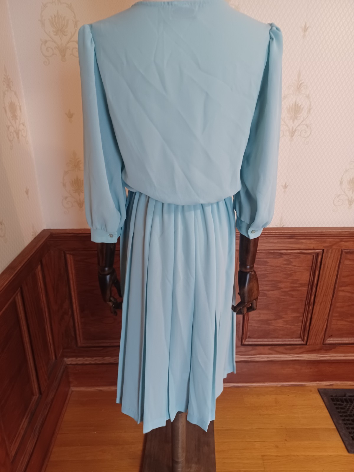 Vintage 1980s Sheer Pastel Aqua Bobby&rsquo;s Girl Romantic Coquette Dress